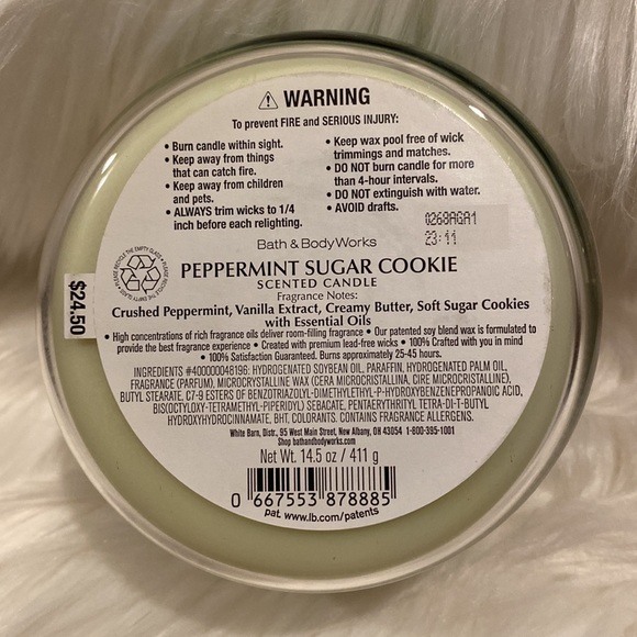 “Peppermint Sugar Cookie” by BBW/WB, 3-Wick Scented Candle, 14.5 oz / 411 g, NWT - Picture 4 of 5